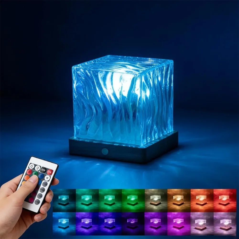 Blue water-ripple projector with remote and color options